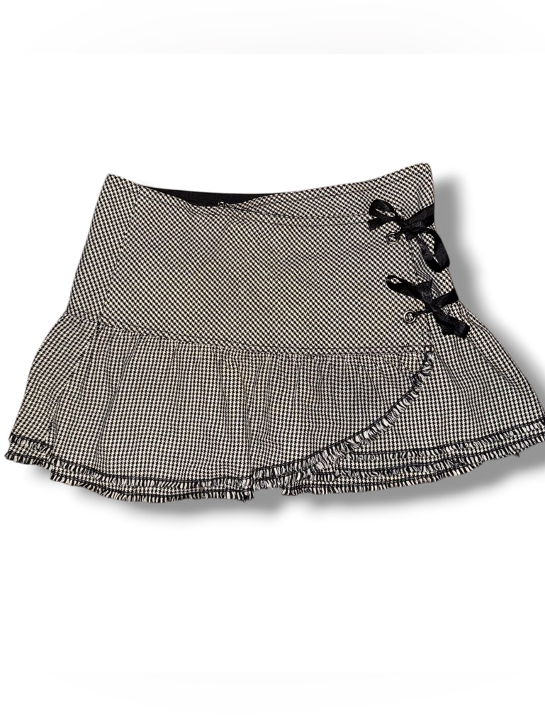 Lux Lux Lux Houndstooth Wrap Mini Skirt